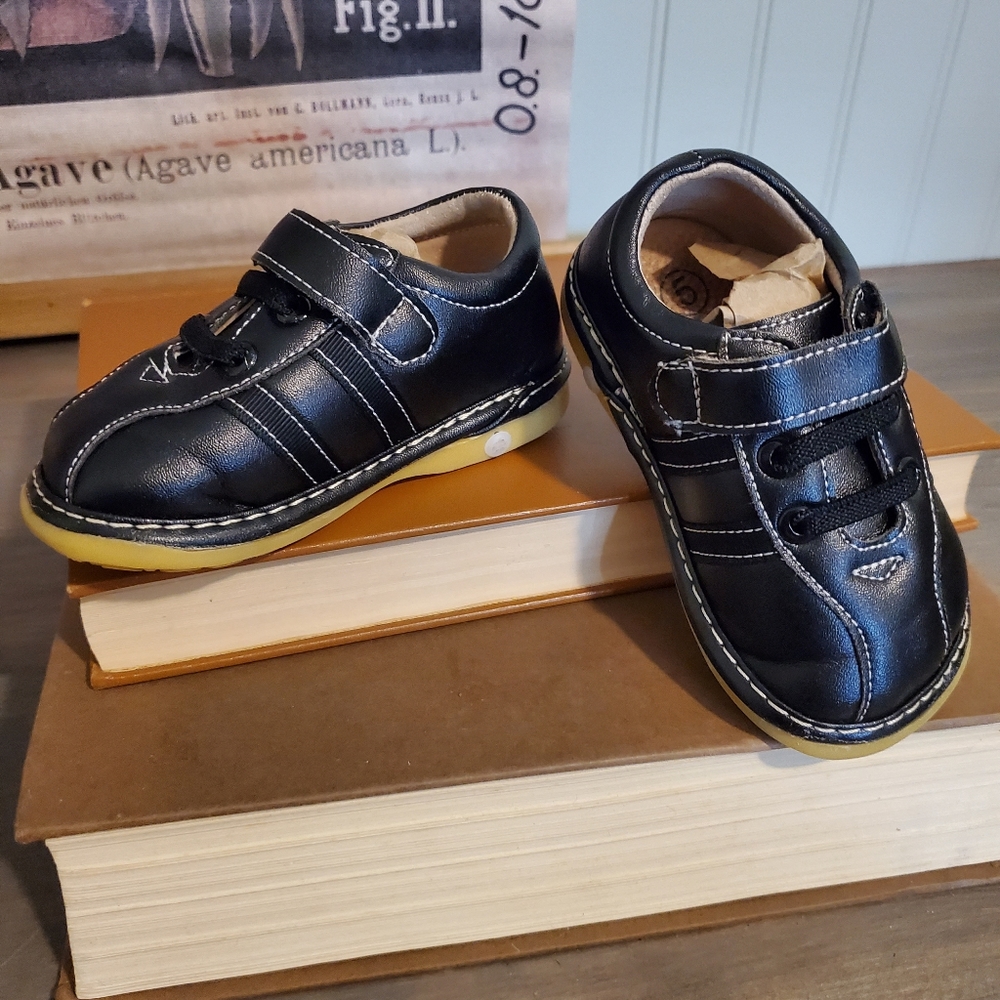 Little Mae's Baby Dress Shoes Aligator Shiny Black 5